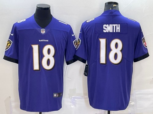 Men's Baltimore Ravens #18 Roquan Smith Purple Vapor Untouchable Limited Stitched Jersey
